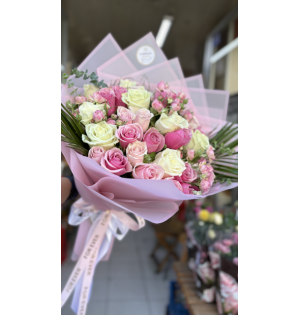 Vip ithal   Pembe/beyaz  buket karma